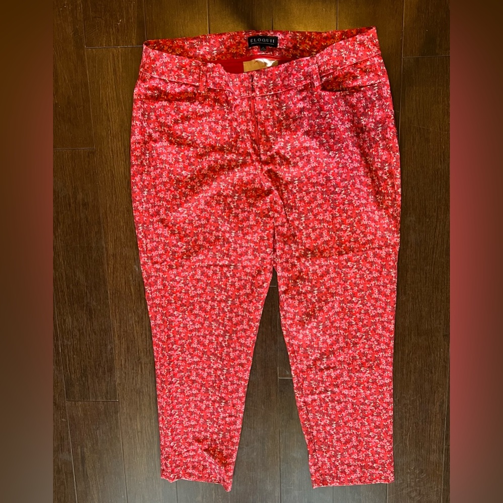 ELOQUII Red floral pants 16